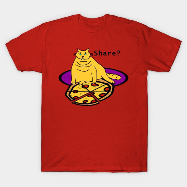 Fat Cat finds Pizza on Pi Day T-Shirt by ellenhenryart